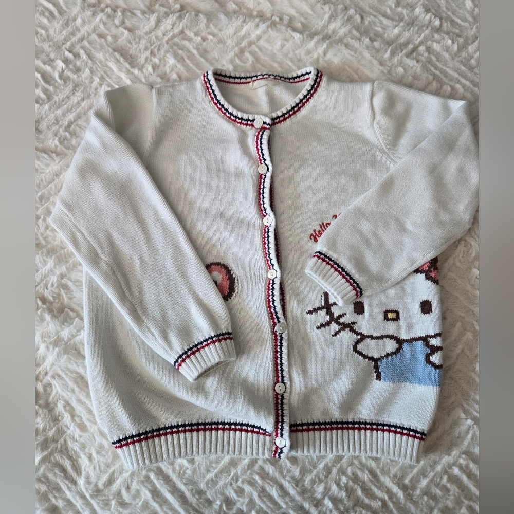 Dave & Bella Hello Kitty Girls Knitted Cardigan Sweater White 6-9 Months